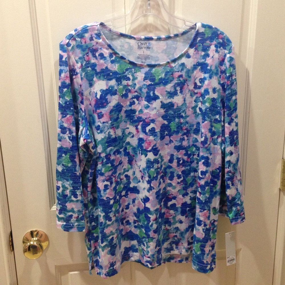 NWT 3/4 Sleeve Croft & Barrow Top Blouse - Picture 2 of 6